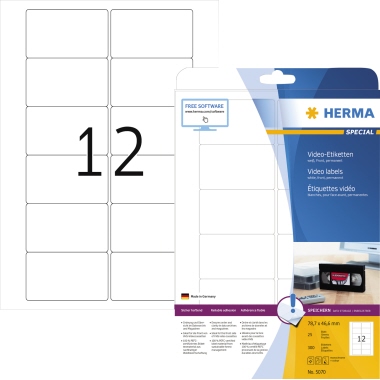 HERMA Etikett SuperPrint 5070 VHS- Format 78,7x46,5mm 300 Stück