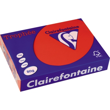 Clairefontaine Tropheé Papier/8175C A4 korallenrot 80g 500 Blatt