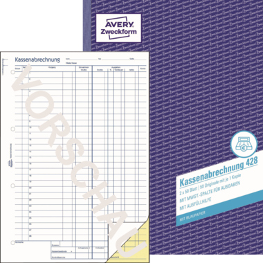 Avery Zweckform Kassenabrechnung 428 DIN A4 2x50Blatt