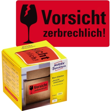 Avery Zweckform Warnetikett 7211 Vorsicht zerbrechlich 200 Stück