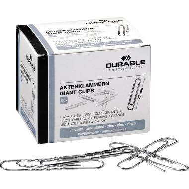 DURABLE Aktenklammer 122725 77mm verzinkt 100 Stück
