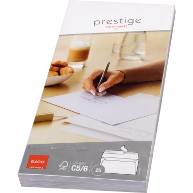ELCO Briefumschlag Prestige 7049912 C5/6 ohne Fenster haftklebend hochweiß 25 Stück