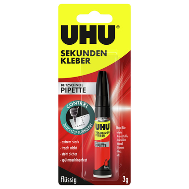 UHU Sekundenkleber blitzschnell PIPETTE 45570 3g