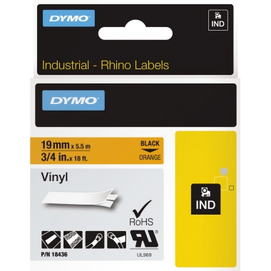 DYMO Schriftbandkassette 18436 19mmx5,5m schwarz auf or