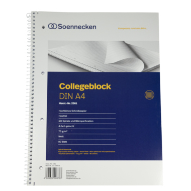 Soennecken Collegeblock 2361 DIN A4 gelocht liniert 80Blatt weiß