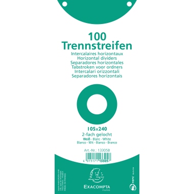 Exacompta Trennstreifen 13305B 105x240mm 2fach gel. weiß 100St.