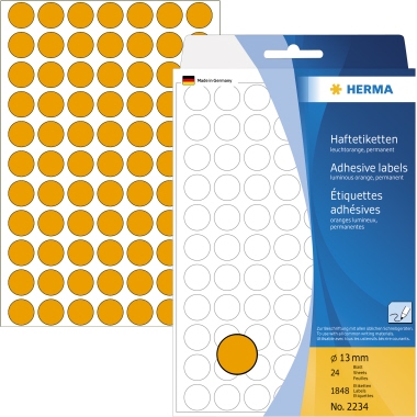 HERMA Markierungspunkt 2234 13mm leuchtorange 1.848 Stück