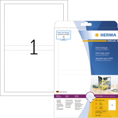 HERMA DVD-Einleger 5037 273x183mm perf. weiß 25 Stück