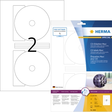HERMA Etikett Glossy 8885 116mm CD Maxi 20 Stück