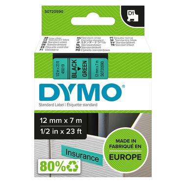 DYMO Schriftbandkassette D1 S0720590 12mmx7m schwarz auf gn
