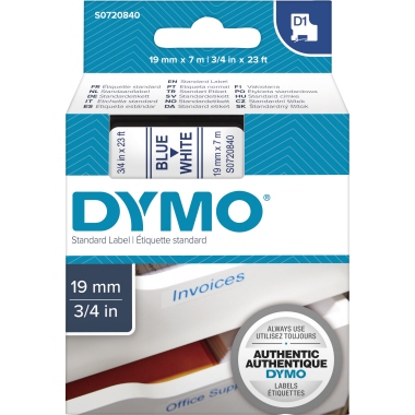 DYMO Beschriftungsband D1 S0720840/45804 19 mm x 7 m blau auf weiß