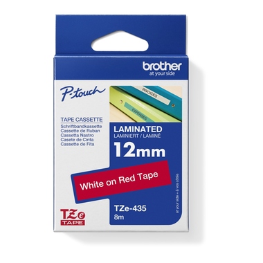 P-touch Schriftbandkassette TZE435 12mmx8m laminiert weiß auf rot