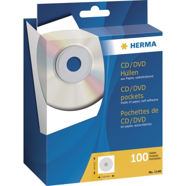 HERMA CD/DVD Hülle 1140 12,4x12,4cm weiß 100 Stück