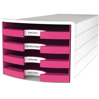 HAN Schubladenbox IMPULS 1013-56 DIN A4/C4 4Fächer offen ws/pi