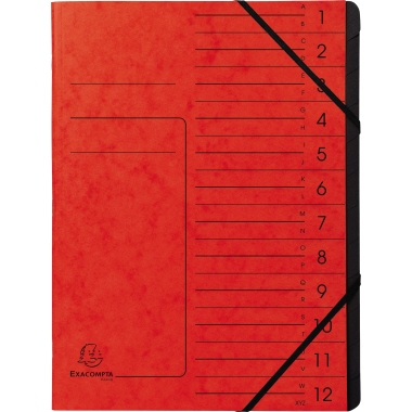 Exacompta Ordnungsmappe 541205E DIN A4 12Fächer Karton rot
