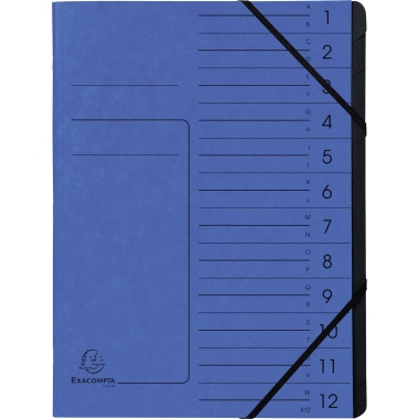 Exacompta Ordnungsmappe 541202E DIN A4 12Fächer Karton blau
