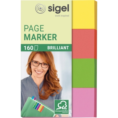 SIGEL Haftmarker Brillant HN630 20x50mm farbig sortiert 4 Stück