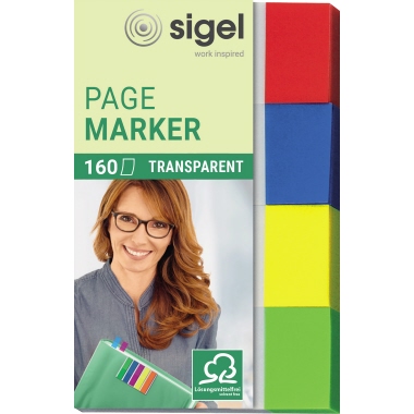 SIGEL Haftmarker Transparent HN670 20x50mm farbig sortiert 4 Stück