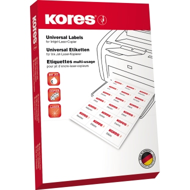 Kores Universal-Etiketten 70,0 x 37,0 mm ohne Rand rot