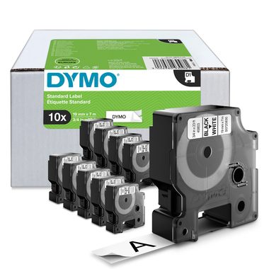 DYMO Schriftbandkassette D1 2093098 19mmx7m schwarz auf weiß 10St.