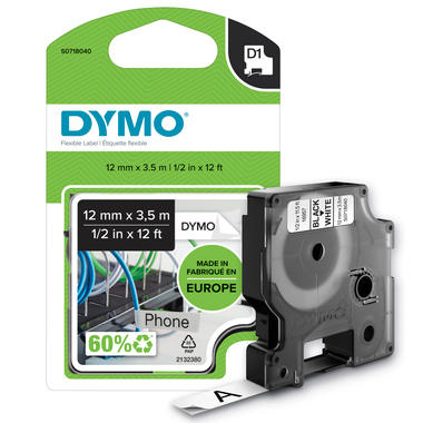 DYMO Schriftbandkassette D1 S0718040 12mmx3,5m sw/ws