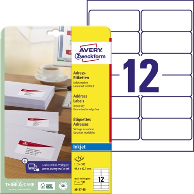Avery Zweckform Etikett J8177-25 99,1x42,3mm weiß 300 Stück
