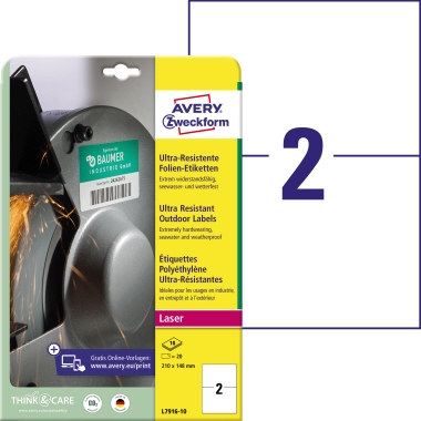 Ultra-Resistente Folienetiketten L7916-10 210x148mm 20 Stück