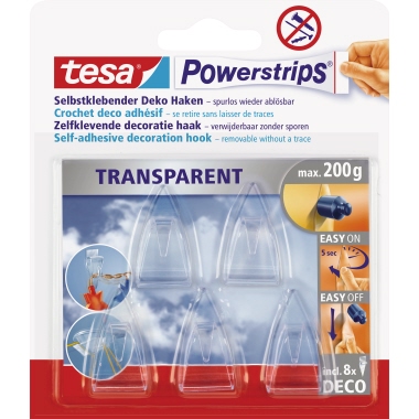 tesa Dekohaken Powerstrips 58900-00013 30mm transparent 5 Stück