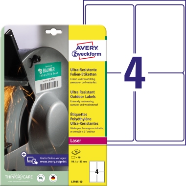 Ultra-Resistente Folienetiketten L7915-10 99,1x139mm 40 Stück