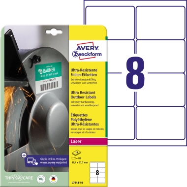 Ultra-Resistente Folienetiketten L7914-10 99,1x67,7mm 80 Stück