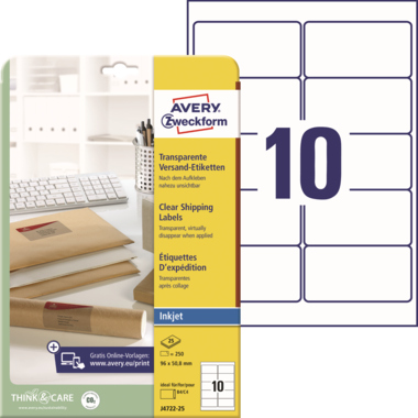 Avery Zweckform Adressetikett J4722-25 transparent 250 Stück