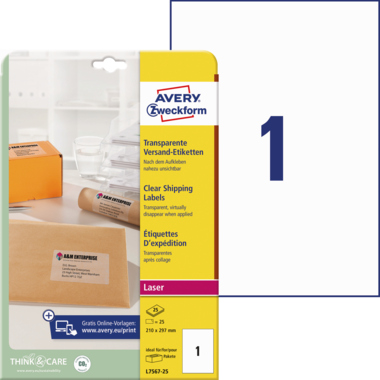 Avery Zweckform Adressetikett L7567-25 transparent 25 Stück