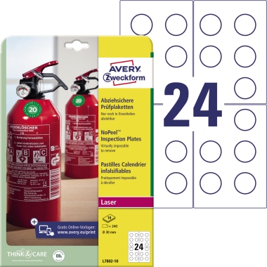 Avery Zweckform Plakette L7802-10 abziehsicher 30mm 240 Stück