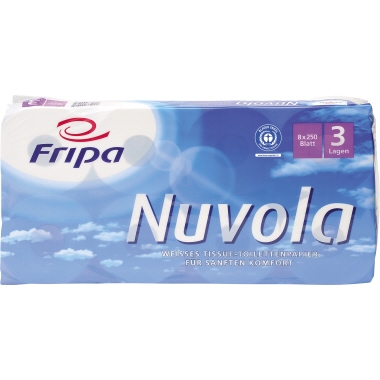 Fripa Toilettenpapier Nuvola 1200801 3-lagig recycling weiß 8 Rollen/Pack.