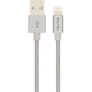 nevox USB-Kabel LC-1530 Nylon 2m silbergrau