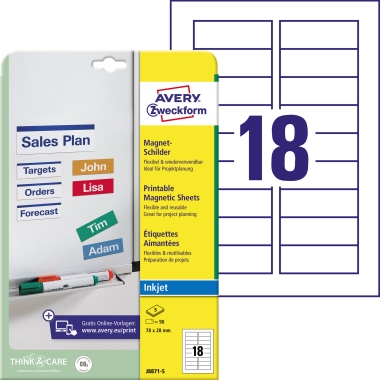 Avery Zweckform Magnetschild J8871-5 78x28mm weiß 90 Stück