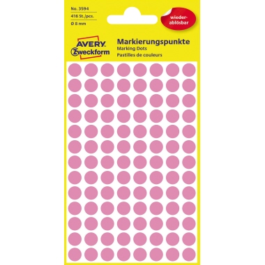 Avery Zweckform Markierungspunkt 3594 8mm pink 416 Stück