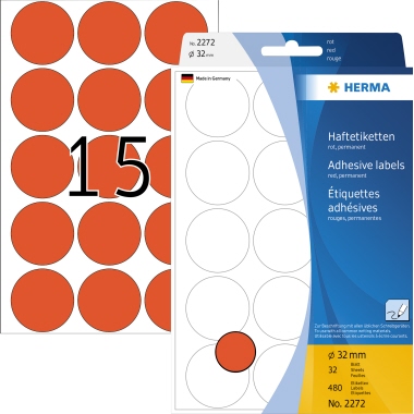 HERMA Markierungspunkt 2272 32mm rot 480 Stück