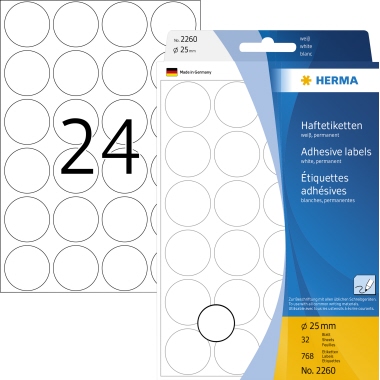 HERMA Markierungspunkt 2260 25mm Papier weiß 768 Stück