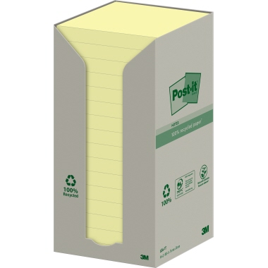 Post-it Haftnotiz Recycling Notes 654-1T 76x76mm gelb 16 Stück