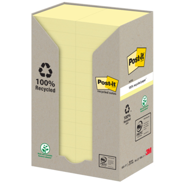 Post-it Haftnotiz Recycling Notes 653-1T 38x51mm gelb 24 Stück
