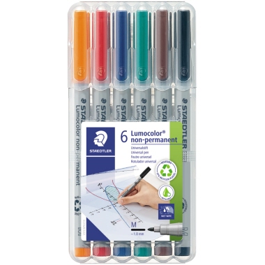 STAEDTLER Folienstift Lumocolor 315 WP6 non-permanent M mittel 1mm sortiert 6 Stück