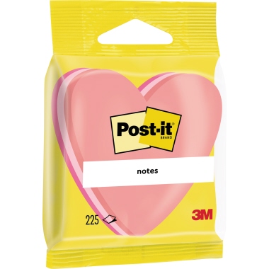 Post-it Herz/2007H, 3-farbig, Herz, 70x70mm, Inh. 225 Blatt