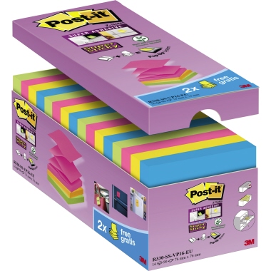 Post-it Haftnotiz R330S16 76x76mm 14+2St.