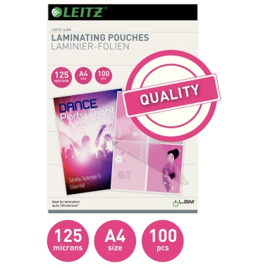 Leitz Laminierfolie 33808 DIN A4 125mic 100 Stück