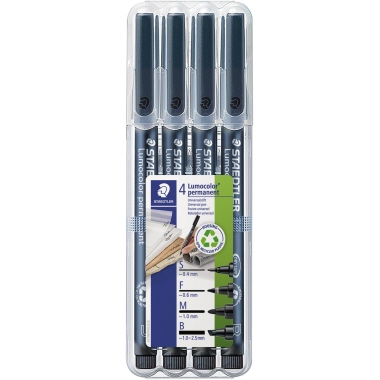STAEDTLER Folienstift Lumocolor 31-9WP4GS 0,4-2,5mm schwarz 4 Stück