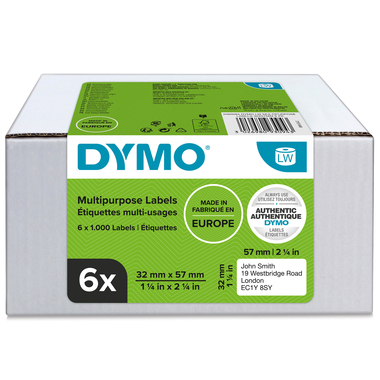 DYMO 2093094 LabelWriter-Universal-Etiketten 57 x 32 mm weiß 1.000 Stück 6 Rollen