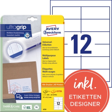 Avery Zweckform Universaletikett 4781 97x42,3mm weiß 360 Stück