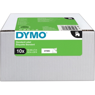 DYMO Schriftbandkassette D1 2093097 12mmx7m schwarz auf weiß 10St.