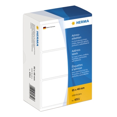 HERMA Adressetikett 4311 95x48mm zickzack weiß 1.000 Stück